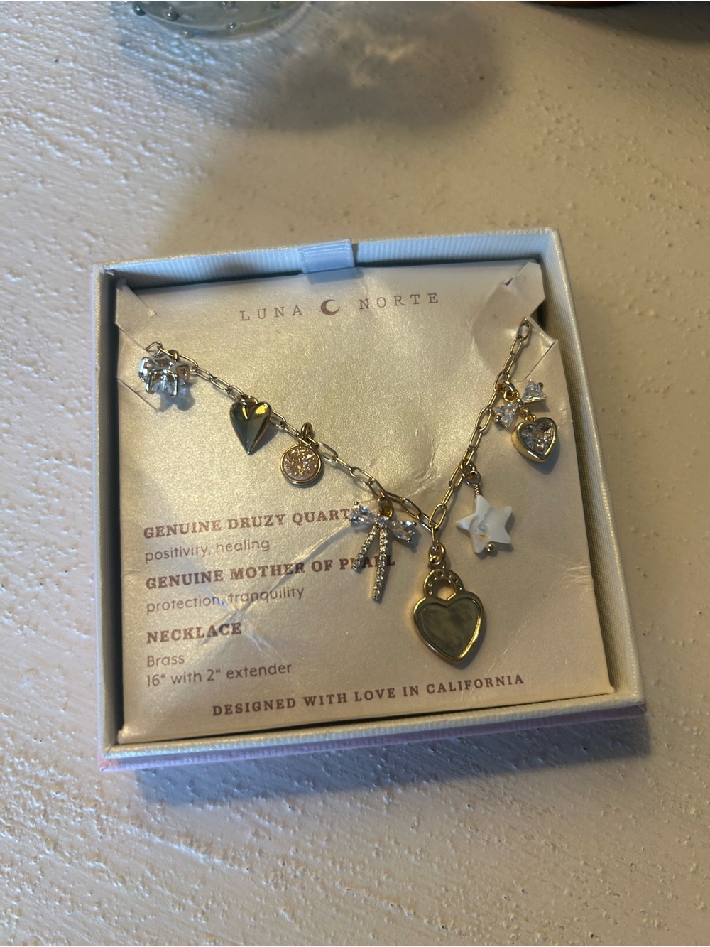 Luna Norte Gold Heart & Charm Necklace - Gold